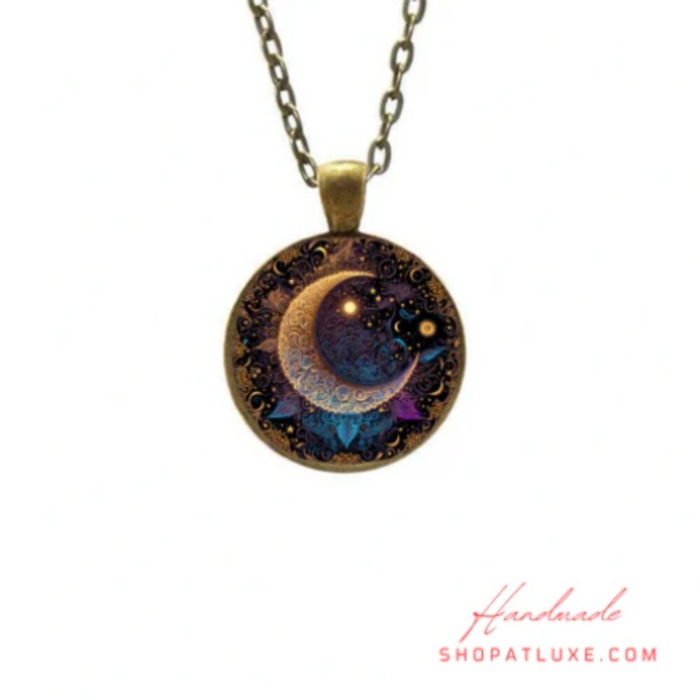 Crescent Moon Cabbie Necklace
